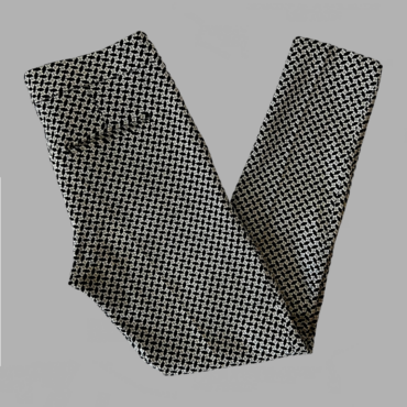 ETRO מכנסי סקיני מחויטים קרופ מידה S לייקרה גזרה גבוהה פרינט גיאומטרי שחור לבן מצב כמו חדש