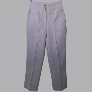 RIVER ISLAND מכנסיים סגולים מחויטים מידה 38 גזרה גבוהה עיפרון וכפתורי זהב קדמיים