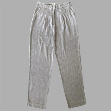 NEXT מכנסי פשתן משבצות מידה 44 גזרה גבוהה צבע אבן אפרפר מצב מצויין