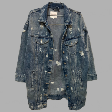 ZARA ג׳קט ג׳ינס אוברסייז ארוך עם קרעים מידה M מצב כמו חדש