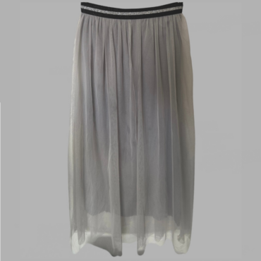 Made In Italy חצאית מידי אפורה מידה XL טול עם בטנה וגומי במותן עם נצנוץ מצב חדש!