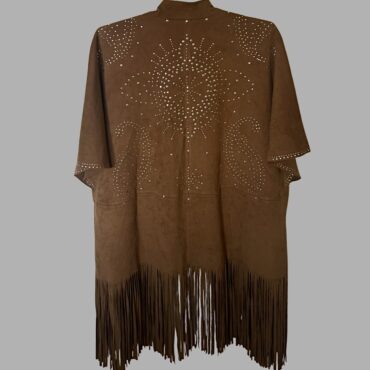 ZARA עליונית פתוחה דמוי זאמש ניטים ופרנזים מידה M צבע חום מצב חדש