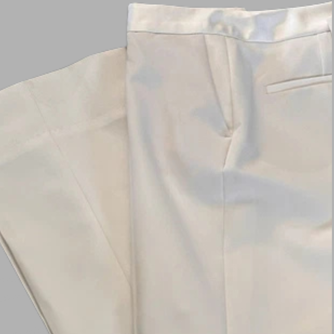 ZARA מכנסיים לבנים מחויטים חגיגיים בשילוב סאטן במותן ובכיסים מידה M גזרה גבוהה וקלאסית מצב כמו חדש! – תמונה 2