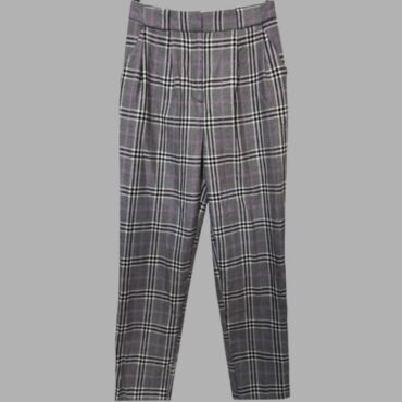 ASOS מכנסיים מחויטים מידה S בפרינט משובץ בגזרה קלאסית וגבוהה מצב חדש!