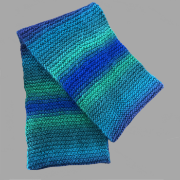 צעיף סרוג ׳ אומרה׳ כחול טורקיז 164/25 ס״מ