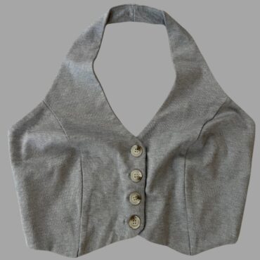 וסט אפור אלגנטי קרופ קולר בד ג׳רזי מידה M. חדש!