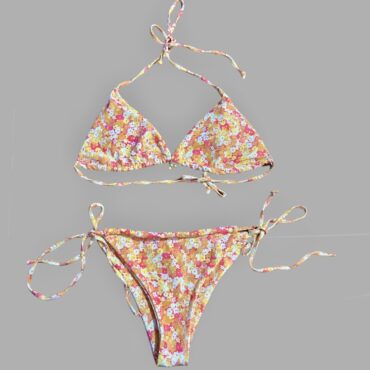 בגד ים ביקיני פרחוני משולשים מידה S מצב כמו חדש!