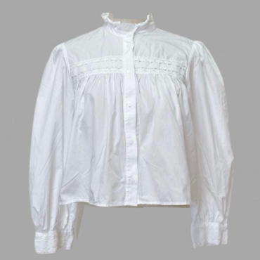 ZARA חולצה לבנה מכופתרת בשילוב קרושה וצווארון גבוהה מידה XS. מצב מצויין