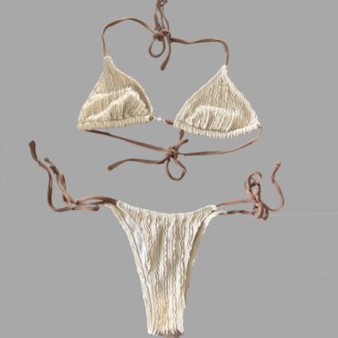 בגד ים ניוד עם חום בטקסטורה בסגנון בוהו שיק מידה XS מצב מצויין