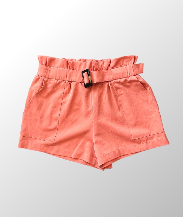 מכנסיים קצרים מחויטים בגזרה גבוהה! בשילוב חגורת בד! מידה S – תמונה 3