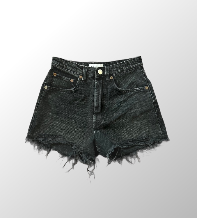 מכנסי ג׳ינס קצרים בצבע שחור! גזרה גבוהה! מידה 34 Zara – תמונה 3