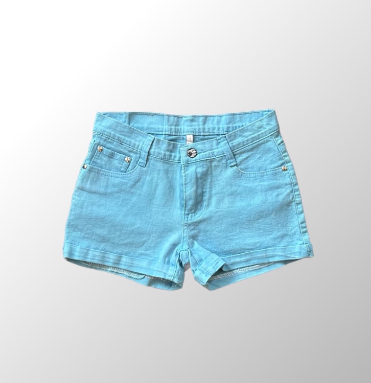 חדשים - מכנסי לייקרה קצרים בצבע תכלת! גזרת אמצע! מידה S – תמונה 2