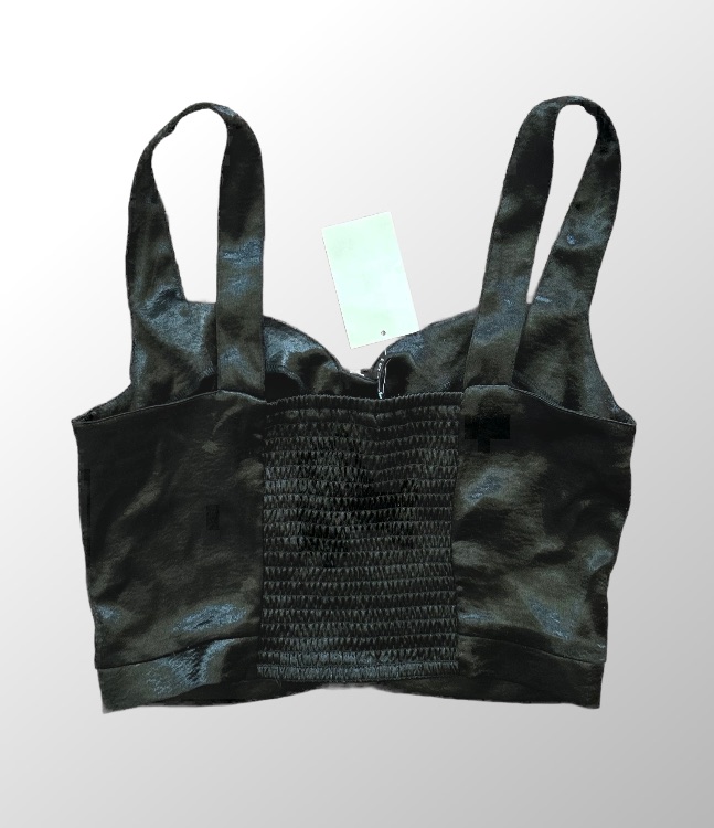 עם טיקט! חולצת סאטן קרופ סטייל מחוך חדש! עם רוכסן קדמי! S H&M – תמונה 2