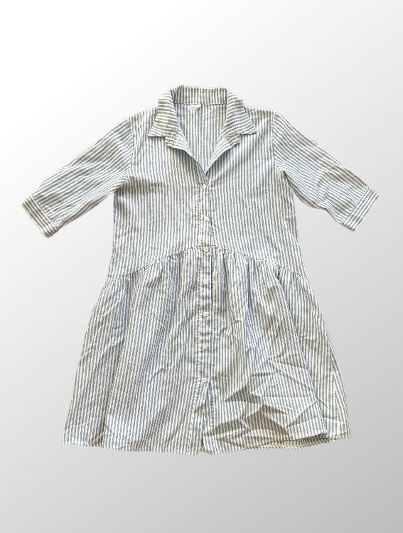 שמלה רחבה ונעימה בשילוב פסים בצבע תכלת! מידה M Sweet Fashion – תמונה 2