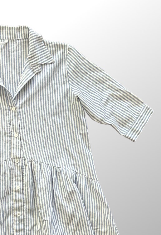 שמלה רחבה ונעימה בשילוב פסים בצבע תכלת! מידה M Sweet Fashion