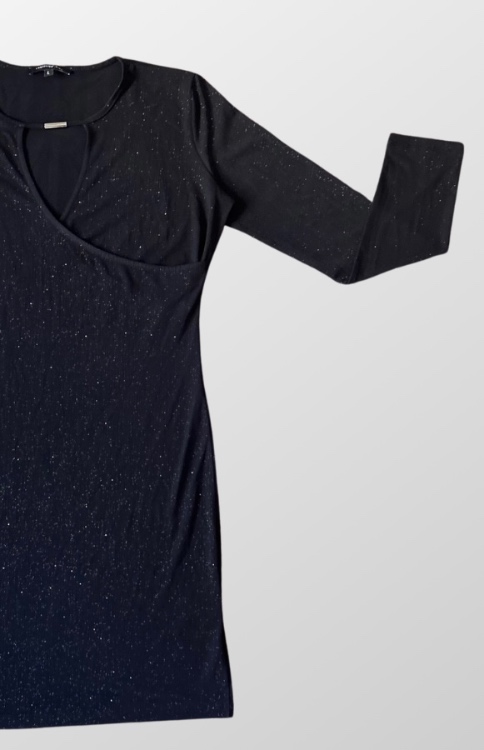 שמלת ערב מיני מנצנצת! בצבע שחור! לייקרה! מידה L Twentyfourseven – תמונה 2