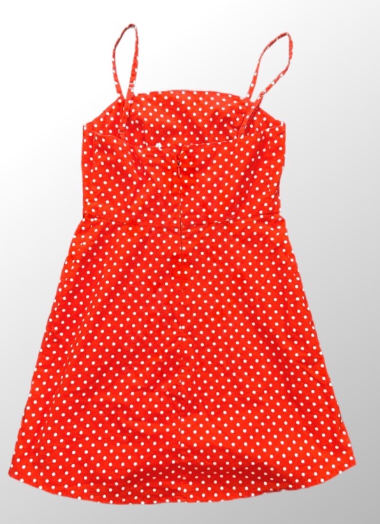 שמלת מיני אדומה עם נקודות! קצת לייקרה! כתפיות מתכווננות! מידה XS – תמונה 2