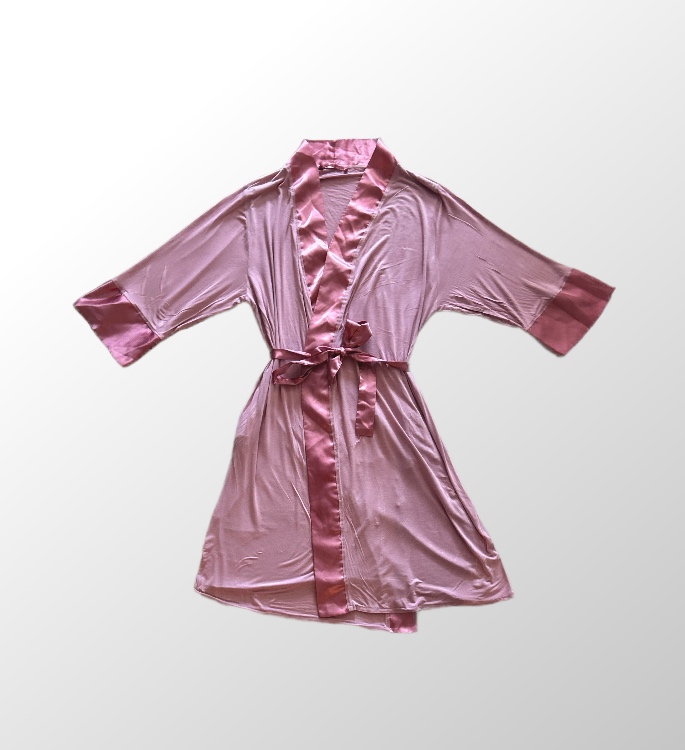 חלוק ורוד דק ונעים בשילוב סאטן עדין! קשירה במותן! מצב חדש!! מידה S של Go Under