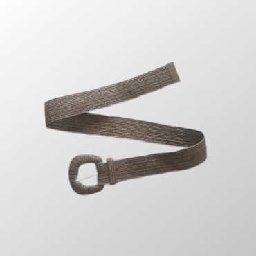 חגורת גומי קש בצבע מוקה עם אבזם עגול